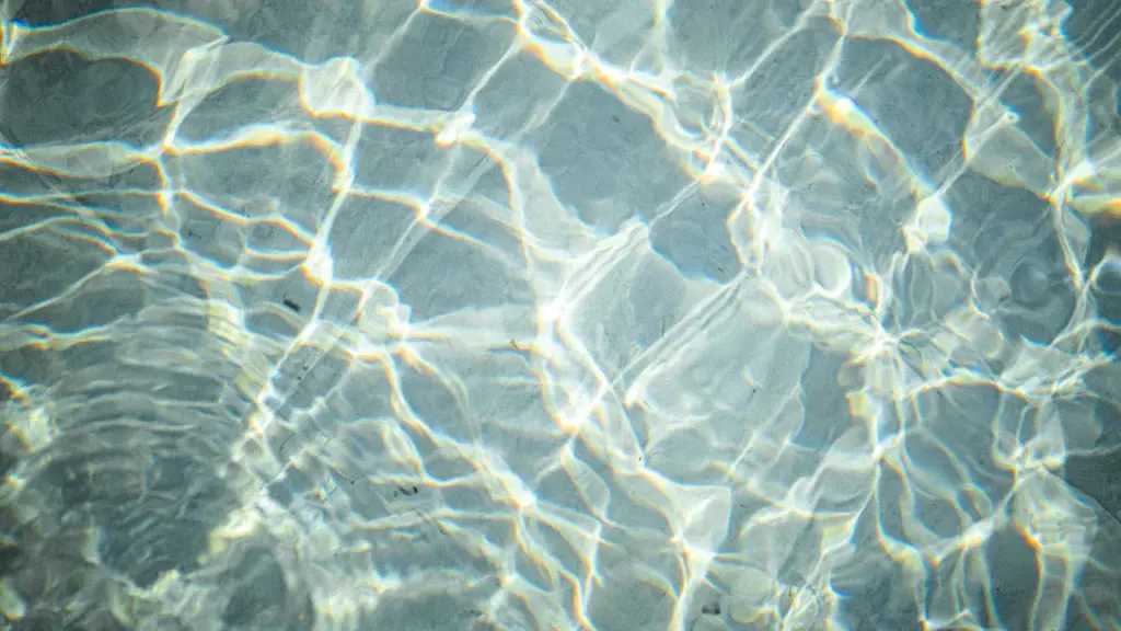 Klares, blaues Wasser mit sanften Wellen und Lichtreflexionen in der Sonne.